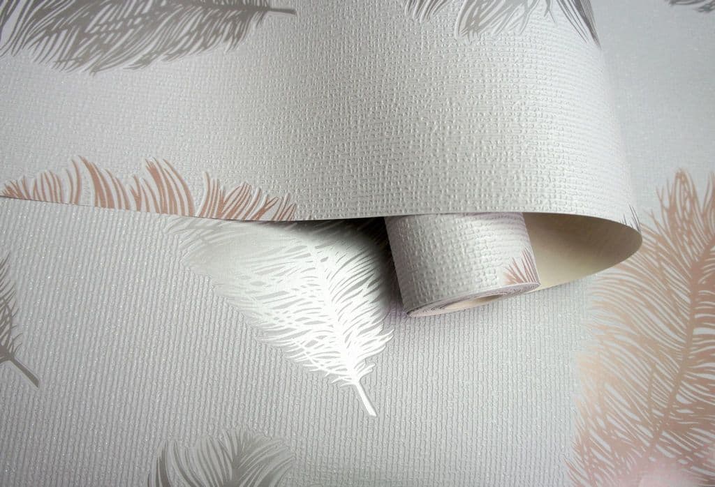 Holden Decor Astonia Feather Rose Gold 75890 Wallpaper